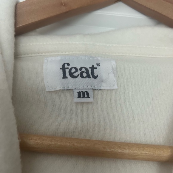 FEAT tie dye pullover blanket soft hoodie mid weight sweatshirt rainbow white M - Picture 6 of 7